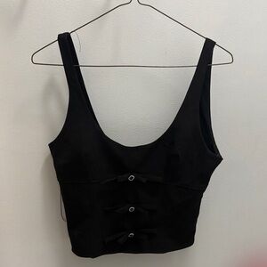 Zara Black Women's Scoop Neck Tank Top with Bow Accents